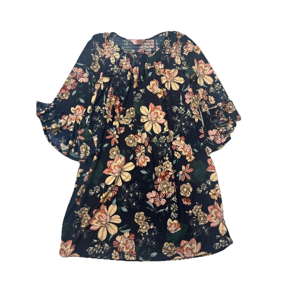 SJS Dress Tunic Floral Size‎ Medium 3/4 Length Sleeve